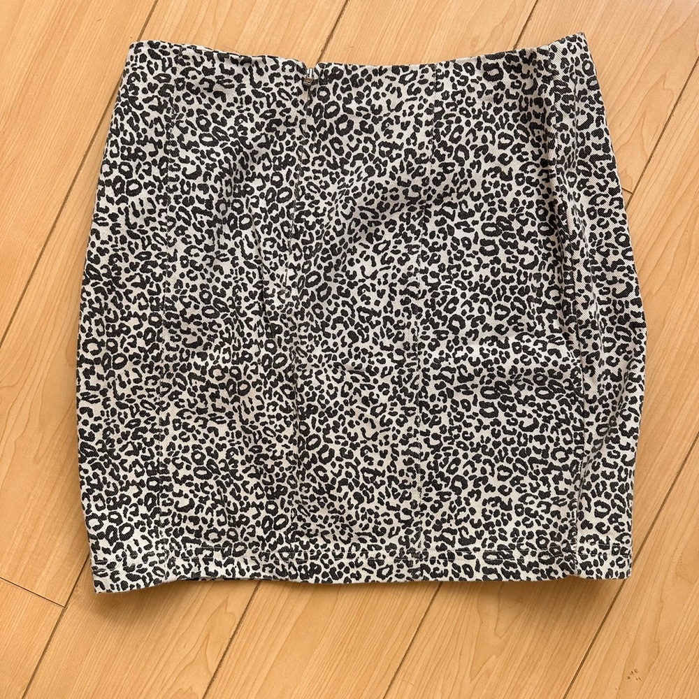 Denim Leopard Print Women's Skirt